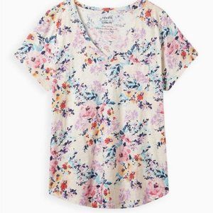 NWT TORRID Pocket Tee - Heritage Slub Floral Cream SIZE 2